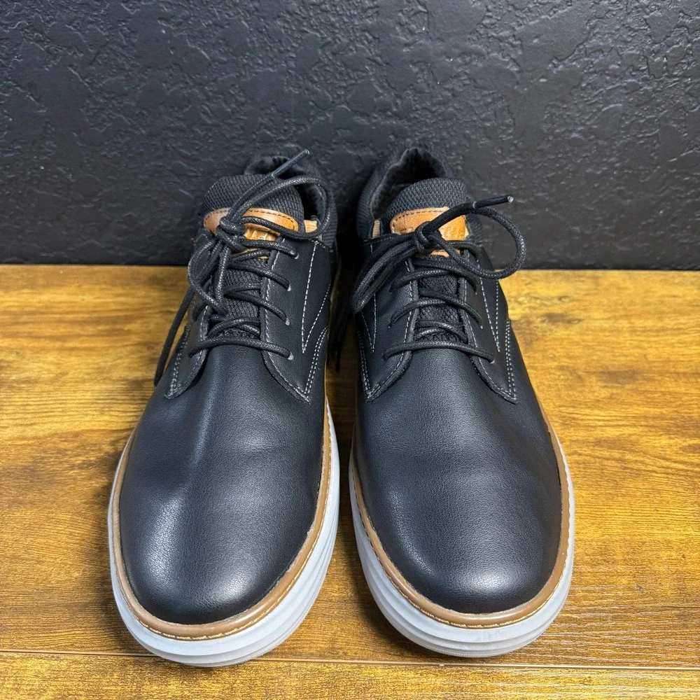 Skechers Classic Fit 66229 Black Leather Oxford Sneakers Mens 10.5